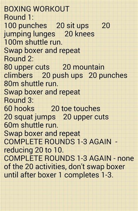 Boxing Workout Chart 的图像结果
