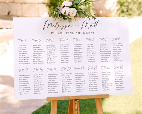 Seating Chart For Wedding Reception Template