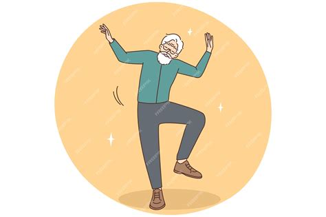 Premium Vector | Smiling older man dancing
