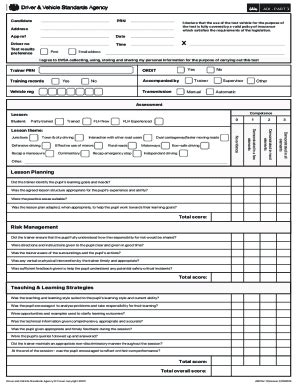 Image result for Practical Driving Test Marking Sheet