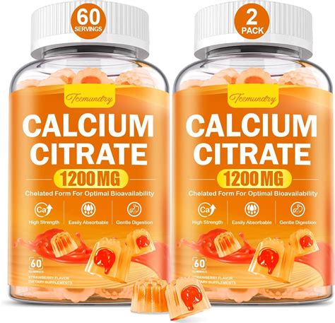 Amazon.com: Calcium Citrate Gummies 1200 mg for Adults - Chelated ...