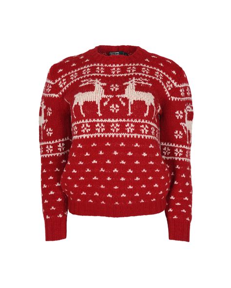 Vintage Ralph Lauren Red Knit Sweater with Reindeer Detail – Upper East ...