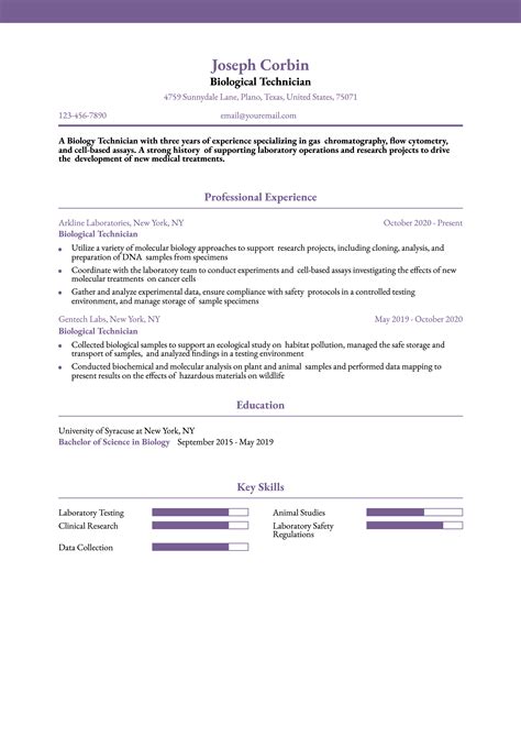 Biotechnology Resume Examples 的图像结果