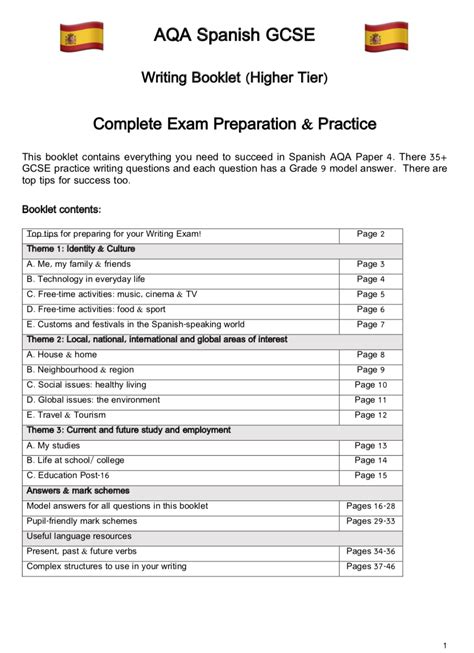 Spanish AQA Writing: Questions, Model Answers & Complex Structures for GCSE | Teaching Resources