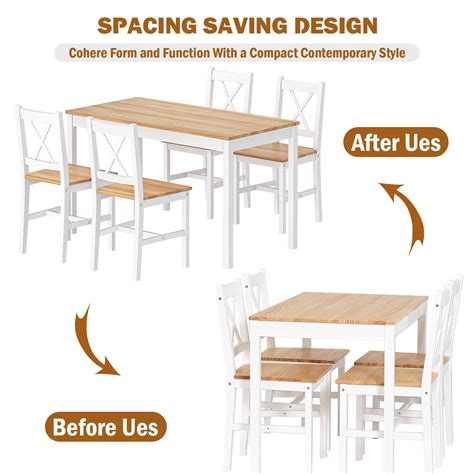 Snapklik.com : Soges Dining Table Set For 4, 42.5 Inch Pine Wood Dining ...