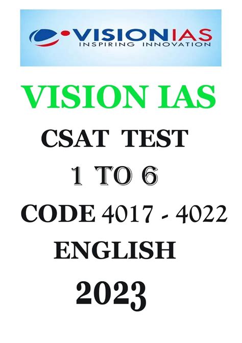 Buy Vision Ias Csat Test (1 to 6) 2023 english photocopy Book Online at ...