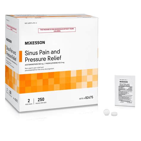 McKesson Cold and Sinus Relief Acetaminophen / Phenylephrine 500 mg ...