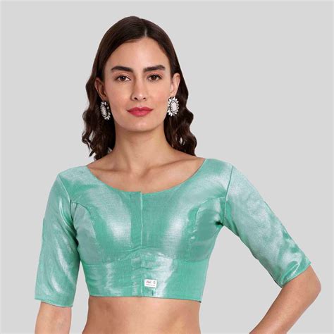 Radiant Elegance: Silver Tissue Ready-Made Blouse – JIS BOUTIQUE