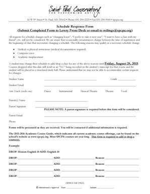 Fillable Online spcpa Schedule Response Form Submit Completed Form to ...