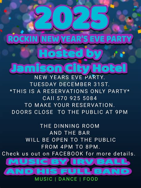 2025 Rockin New Years Eve Party at Jamison City Hotel with Irv Balls ...