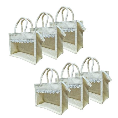Jute Gift Hamper Bag with Front Transparent window | Reusable bag for ...