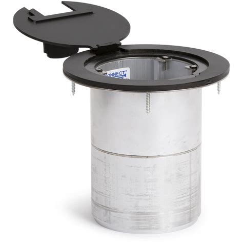 Round Poke Thru Recessed Floor Box, 4 Power, 4 Keystones - Black ...