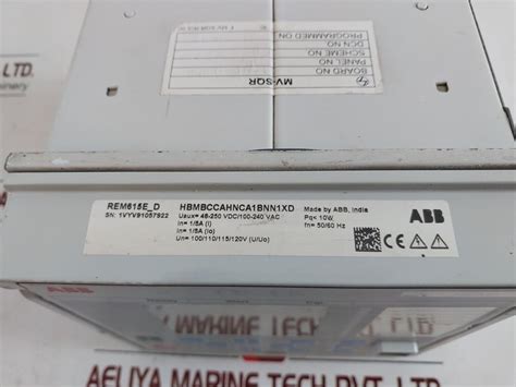 Abb Rem615 Motor Protection Relay Rem615E_D Hbmbccahnca1Bnn1Xd Com0034 ...