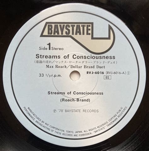 MAX ROACH マックス ローチ DOLLAR BRAND DUET / STREAMS OF CONSCIOUSNESS 意識の流れ RVJ-6016 BAYSTATE(ジャズ一般 ...