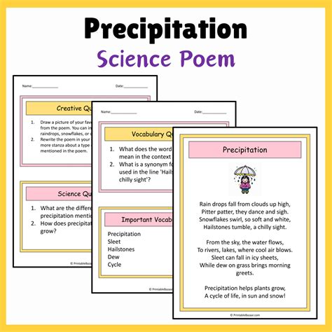 Precipitation | Science Poem Reading Comprehension Activity ...