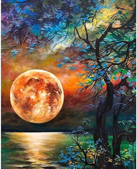 FULL MOON DIY Acrylic Painting by Numbers Kit on Canvas - TULIP N ...