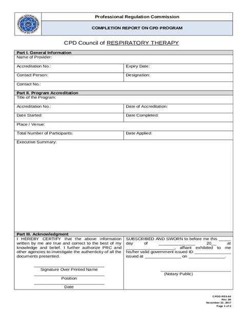 PRC Completion Report on CPD Program - Blank Fillable Template | Fill ...