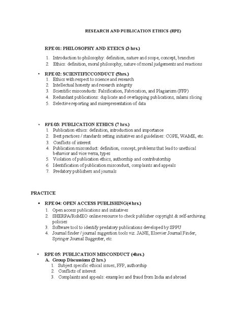 RPE: Comprehensive Guide to Research and Publication Ethics - Studocu