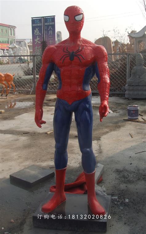 玻璃钢雕塑，玻璃钢卡通公仔蜘蛛侠雕塑