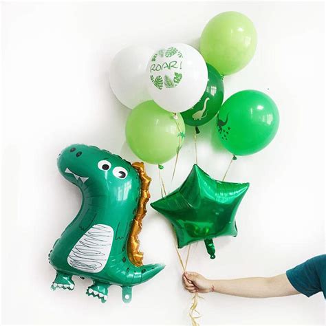 7 pcs Dinosaur Balloons for Boys Birthday Party Mylar Foil Latex ...