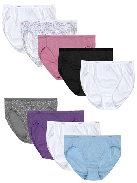 Hanes Women's Cool Comfort Cotton Hi-Cut Underwear, Moisture-Wicking, 6 ...