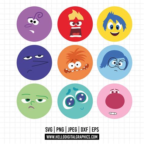 1464 - Inside Out 2 in Circles Pack Bundle SVG, EPS, PNG - Inside Out 2 ...