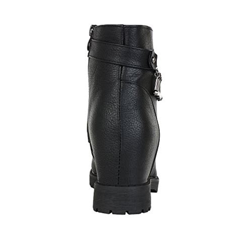 Buy AUTHENTIC VOGUE Women's Ankle- Length Wedge Heel Black Leather ...