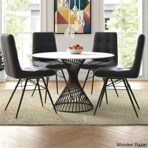 Carry New 4 seater Pedestal Dining Table Set Marble Top – Wooden Bazar