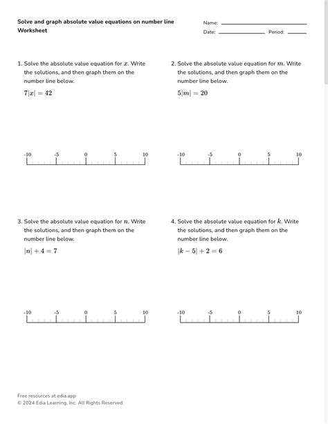 Absolute Value Equations Worksheet