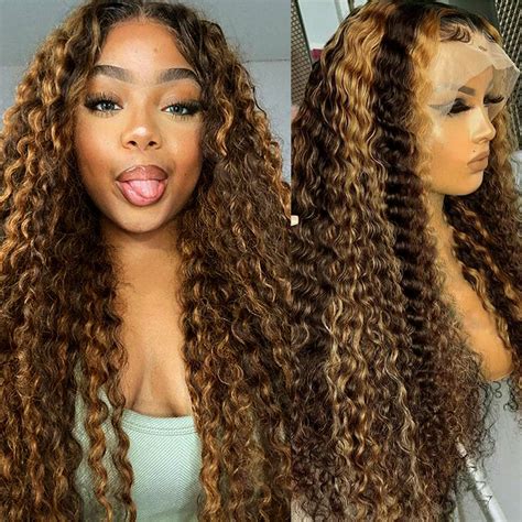 Amazon.com : Silky Longess 13x6 Highlight Lace Front Wig Human Hair 30 ...