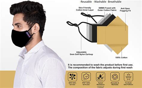 Bildos Unisex Dark Colored Cotton Mask With Adjustable Earloop - Pack ...