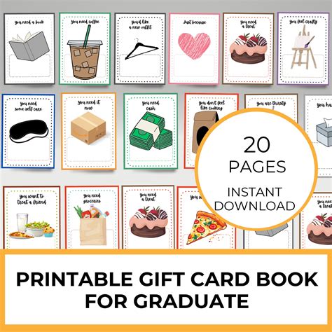 Printable Gift Card Book for College Care Package, High School ...