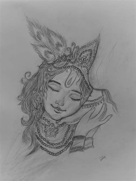 ArtStation - lord krishna pencil sketch