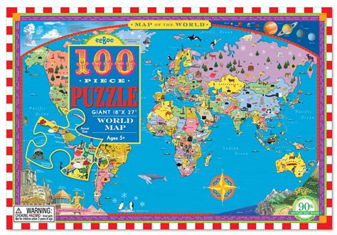 World Map 100 Piece Puzzle | World map puzzle, World map, Map puzzle