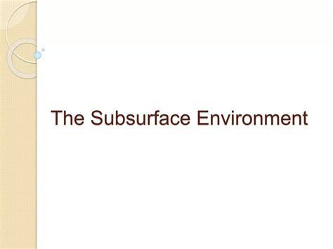 Image result for Subsurface Environment