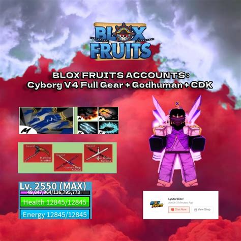 BLOX FRUITS ACCOUNTS : Cyborg V4 Full Gear + Godhuman + CDK, Video ...