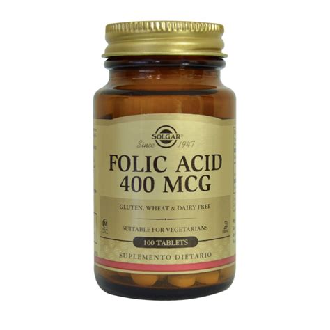 Folic Acid 400 mcg 100 Tabletas Solgar - Línea Vital Droguería 90233