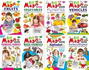 Magical Creatures Colouring Book Set Of 4, 2 In 1 Magic Book Of Fruits ...