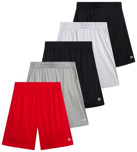 RBX Boys' Athletic Shorts, 5 Pack Lightweight Mesh Gym Shorts, Sizes 8 ...