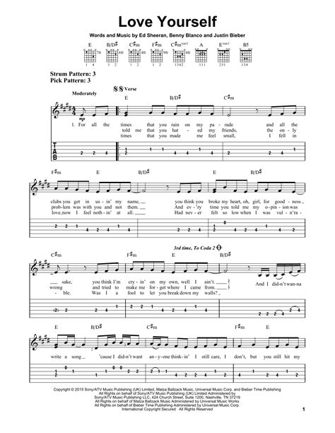 Love Yourself by Justin Bieber - Easy Guitar Tab - Guitar Instructor