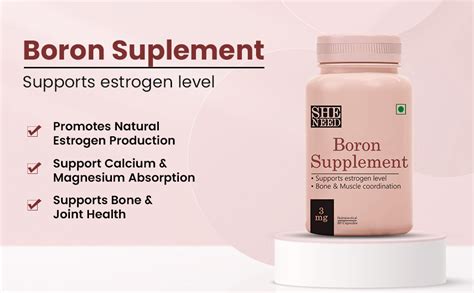 SheNeed, Boron Supplement 3 Mg For Bone Muscle Metabolism Of Magnesium ...