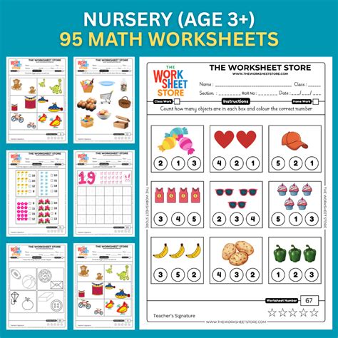 Math Worksheets for Nursery (Age 3+) | 95 Pages – The Worksheet Store