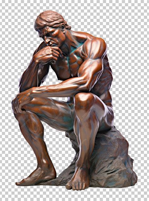 Premium PSD | Thinking man sculpture isolated on transparent background