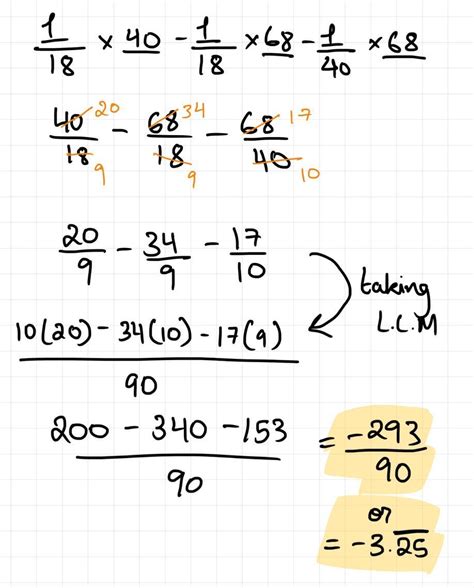 1/18×40-1/18×68-1/40×68=? - Brainly.in