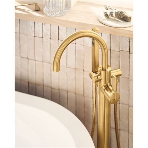 Moen Cia Brushed Gold 1-handle Freestanding High-arc Bathtub Faucet ...