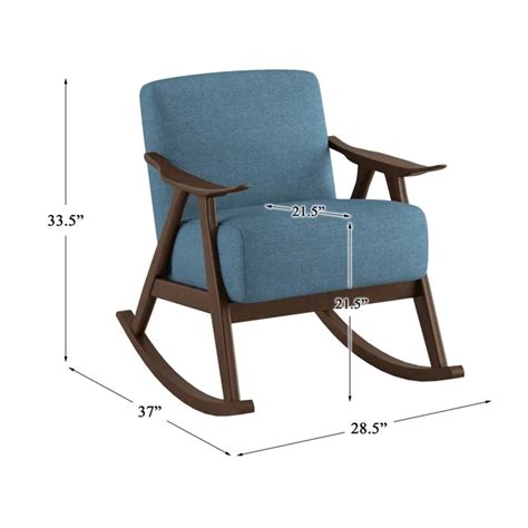 Nismaaya Alec Fabric Rocking Chair In Dark Walnut & Blue – Nismaaya Decor