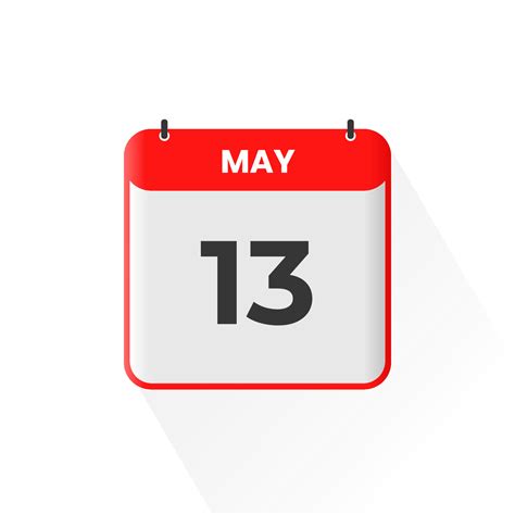 13th May calendar icon. May 13 calendar Date Month icon vector ...