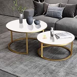 Wooden World Modern Round Nesting Coffee Table for Living Room Set of 2 ...