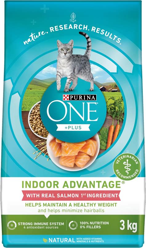 Purina ONE +Plus Dry Cat Food, Indoor Advantage Salmon - 3 kg Bag ...