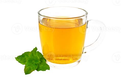 Fresh herbal tea cup with mint isolated on transparent background ...